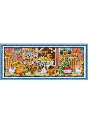 Набір для вишивання за нанесеною на канву схемою "farmhouse".aida 14ct printed, 63*28 см