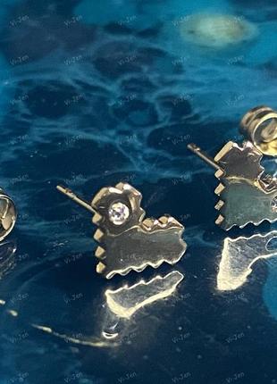 Жіночі сережки-гвоздики пусети xuping позолота 18к сердечки позолочені з камінням