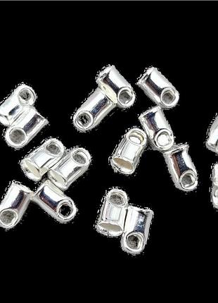 Концевики finding фурнитура под шнур леску 2.5 мм серебристый 6 мм x 3 мм 1г = 11 шт