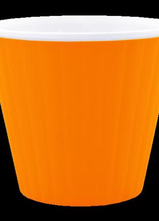 Вазон "ібіс" з подвійним дном 13,0*11,2 см. (світло-оранжевий-білий)