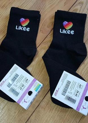 Носок молодежный "likee", черный. размер: 38-40