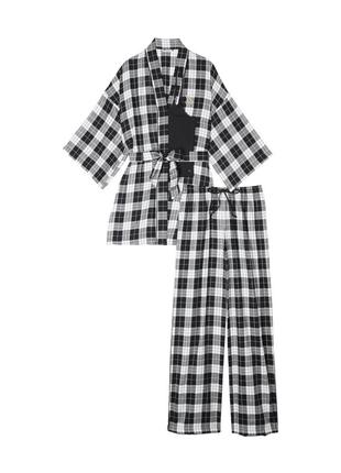 Костюм для дома 3 в 1 victoria’s secret набор вс оригинал пижама сектрет штаны халат майка фланель vs3 фото
