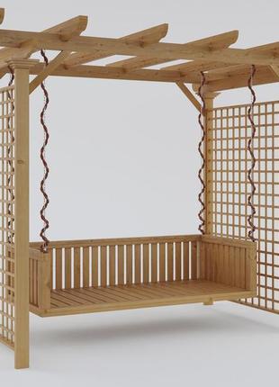 Садовая качеля - пергола садовая c качелей wooden lake   натуральная сосна - неокрашеная