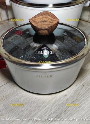 Набір каструль zilner white lilly zl-8515, 15 елементів докладніш7 фото
