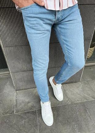 Стильные весенние мужские джинсы слим светлые мужские джинсы скинни голубые мужские скинни молодежные мужские джинсы узкие