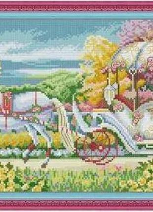 Набір для вишивання за нанесеною на канву схемою "romantic trip".aida 14ct printed , 45*27 см