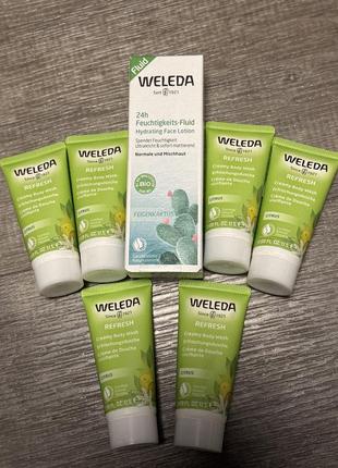 Набір лот weleda 24h hydrating face lotion fluid refresh creamy body wash