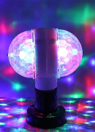 Диско лампа що обертається для вечірок подвійна1 фото