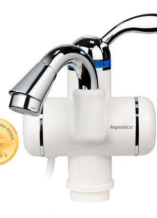 Кран-водонагрівач проточний aquatica lz 3.0 квт для раковини з вигнутим гусаком для гарячої води ve-33