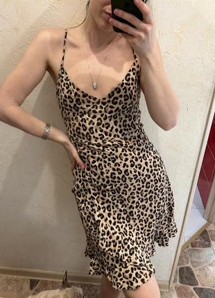 Сукня леопард плаття на бретелях сарафан