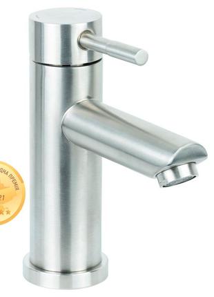 Смеситель kt ø35 однорычажный для раковины из нержавеющей стали с монолитным изливом ve-33