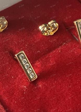 Женские серьги-гвоздики пусеты xuping позолоченные с камнями позолота 18к в подарочном футляре4 фото