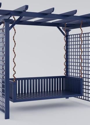 Деревянная пергола качеля "provence" 2,4*1,4м синяя