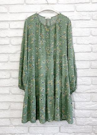 Легка ярусна сукня r&f у стилі бохо з довгими рукавами у квітковий принт оверсайз, великий розмір плаття3 фото