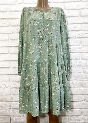 Легкое ярусное платье r&f в стиле бохо с длинными рукавами в цветочный принт оверсайз, большой размер7 фото