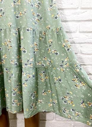 Легкое ярусное платье r&f в стиле бохо с длинными рукавами в цветочный принт оверсайз, большой размер8 фото