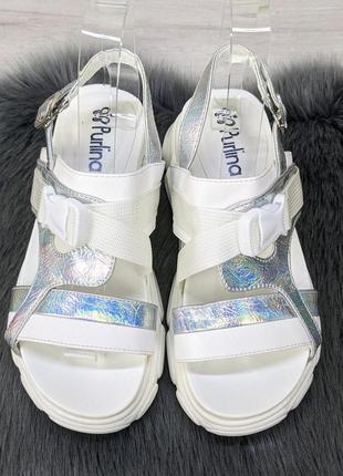 Босоножки женские purlina спортивные белые на платформе 44474 фото