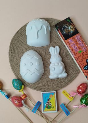 Пасхальный набор гипсовых фигурок пасха зайчик яйцо для творчества гипсовые фигурки для раскраски