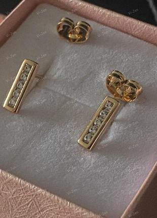 Жіночі сережки-гвоздики пусети xuping позолочені з камінням позолота 18к