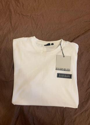 Нова біла футболка napapijri (l)
