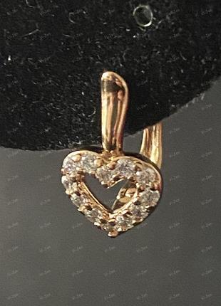 Жіночі сережки серця xuping з позолотою 18к та камінням. англійська застібка2 фото