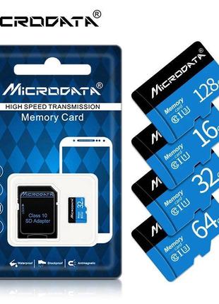 Картка пам'яті 64 гб microdata 64 gb microsd з кардридером class 10 u3 + sd-adapter high speed