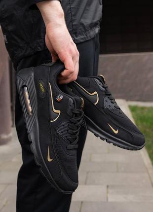 Кроссовки nike air max 90 black gold2 фото