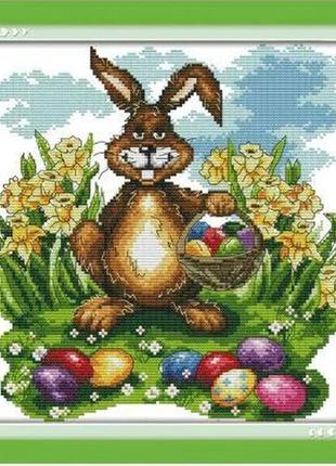 Набір для вишивання за нанесеною на канву схемою "the collection eggs rabbit" . aida 14ct printed, 31*31 см