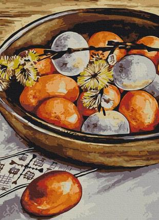 Премиум картина по номерам 40х50 на деревянном подрамнике "пасхальные яйца и верба © карина зимина" pbs53950