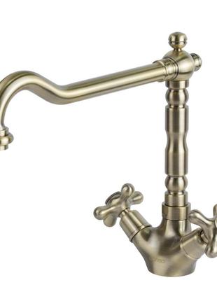 Смеситель brenta 1/2 дюйма для кухни с г-образным изливом на шпильке с керамическими дисками и аэратором ve-33