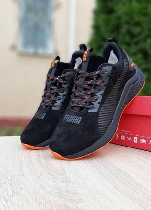 Чоловічі кросівки puma black/orange чорні з помаранчевим2 фото