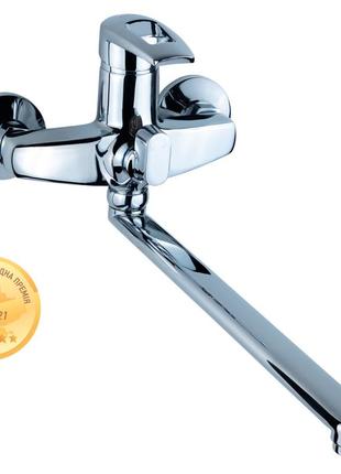 Смеситель km для ванной однорычажный с гусаком 350мм встроенный дивертор для удобного управления водой ve-33