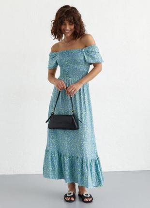 Женское длинное платье с эластичным поясом, цвет: джинс5 фото