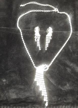 Набор колье и серьги кристаллы