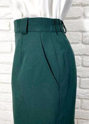 Зелена вовняна спідниця пряма ravens з кишенями пряма олівець юбка4 фото