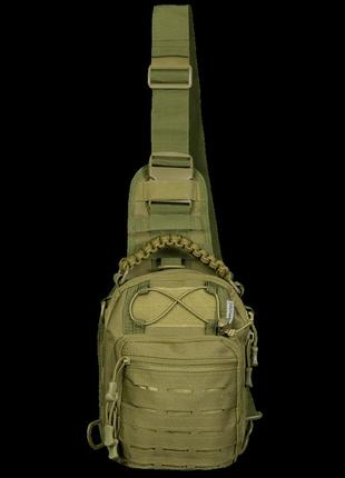 Тактична сумка adapt camotec olive, чоловіча сумка через плече, військова сумка олива однолямкова