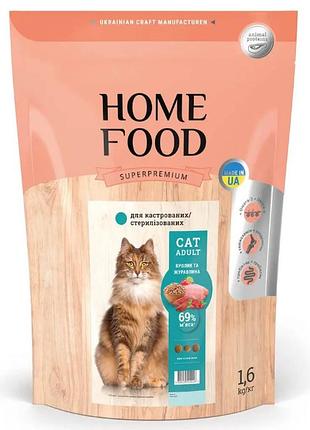 Home food сухой корм для стерилизованных кошек кролик и клюква 1,6 кг