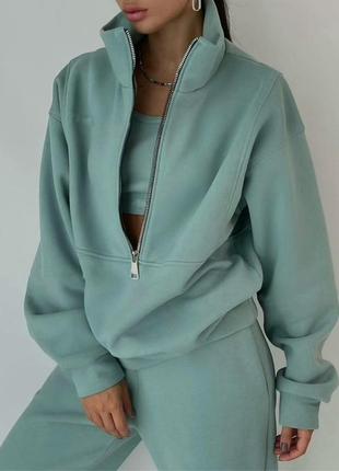 Женский спортивный костюм-двойка зеленый m