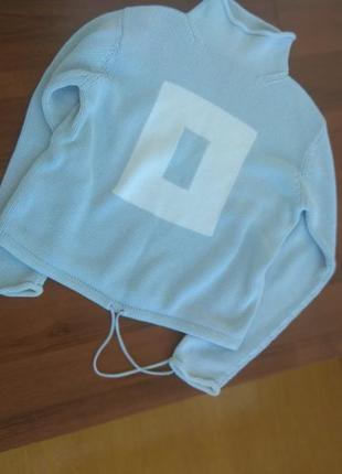 Стильный голубой свитшот с белым квадратом#размер 10-m.4 фото
