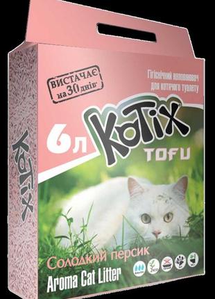 Kotixtofu персик 6 литра. наполнитель тофу соевый 2,6 кг