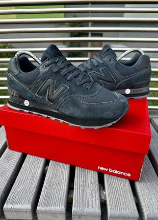 Кросівки new balance 574 (темно-зелені з чорню підошвою)10 фото