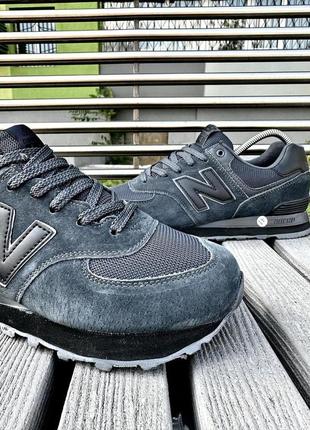 Кросівки new balance 574 (темно-зелені з чорню підошвою)6 фото