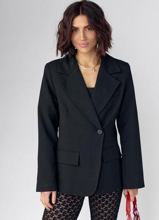 Женский однобортный пиджак приталенного кроя, цвет: черный5 фото