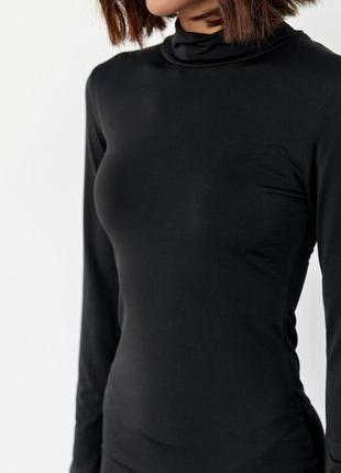 Елегантна міді сукня з біфлексу з коміром-стійкою, чорна, 95% поліестер, 5% лайкра4 фото