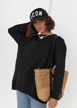 Подовжена жіноча кофта з написом на спині love, колір: чорний