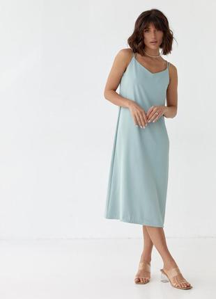 Женское платье-комбинация на тонких бретелях, цвет: мятный5 фото