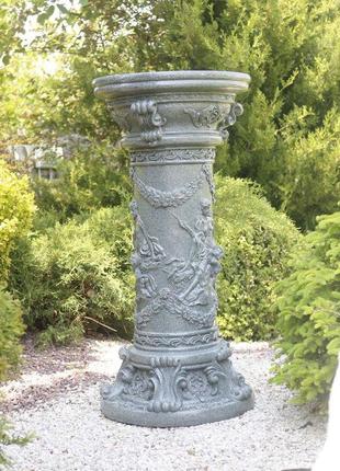 Садовая скульптура колонна круглая с ангелами гранит зеленый 81х39х39 см сспг00003-2 зеленый2 фото