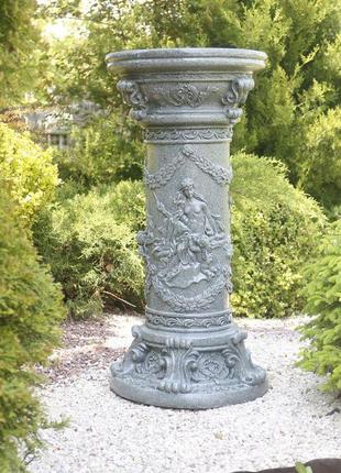 Садовая скульптура колонна круглая с ангелами гранит зеленый 81х39х39 см сспг00003-2 зеленый1 фото