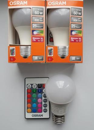 Лампочка світлодіодна osram led a60 9w rgb 806lm е27 2700к +пульт