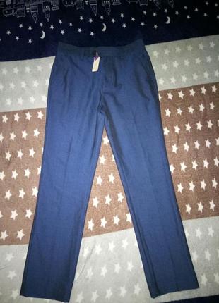 Нереально крутые жемчужно-синие классические строгие школьные брюки штаны2 фото